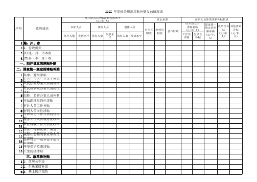 机关及事业单位规范津贴补贴发放情况表 模板(7个表)