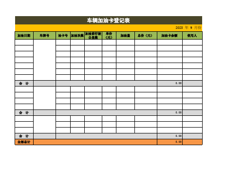 车辆加油登记表