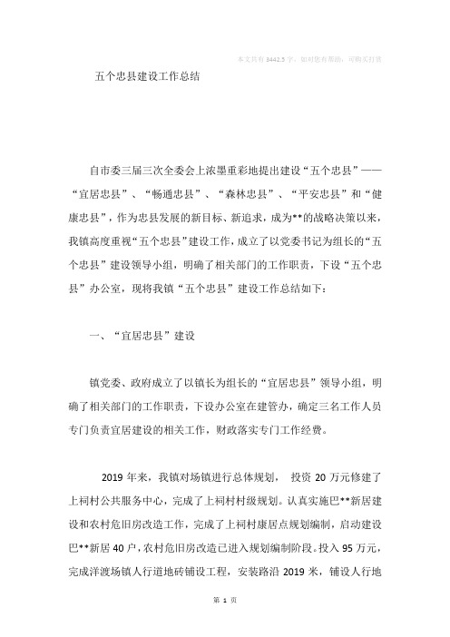 乡镇五个忠县建设工作总结