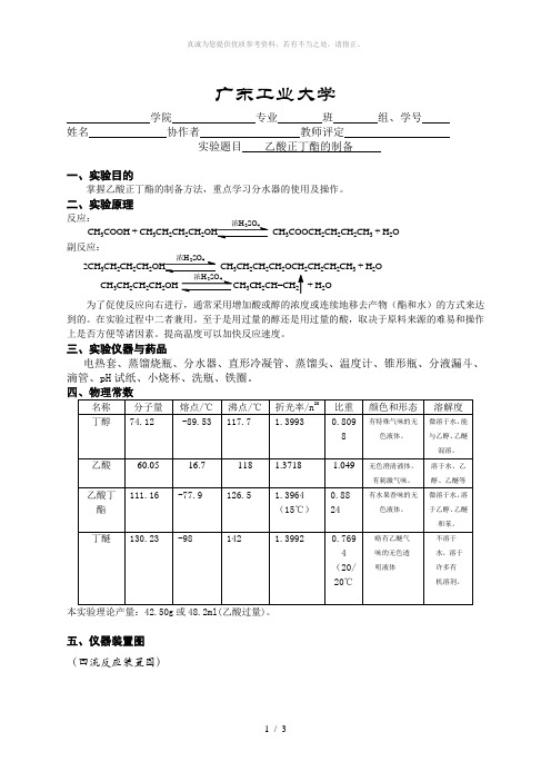 乙酸正丁酯的制备