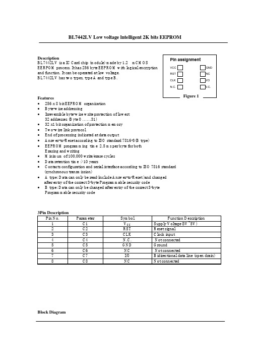 BL7442LV Low voltage lntelligent 2K bits EEPROM