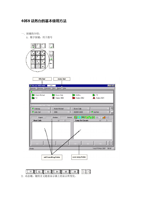 4059话务台的基本使用方法