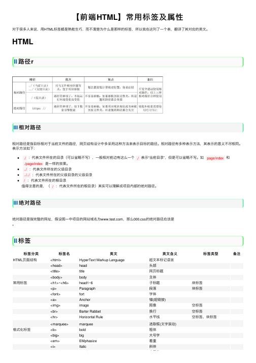 【前端HTML】常用标签及属性