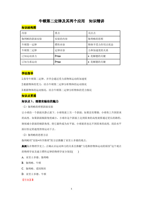 专题11 牛顿第二定律及其两个应用(知识精讲)(解析版)
