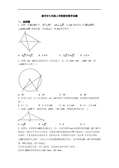 泰州市九年级上学期期末数学试题