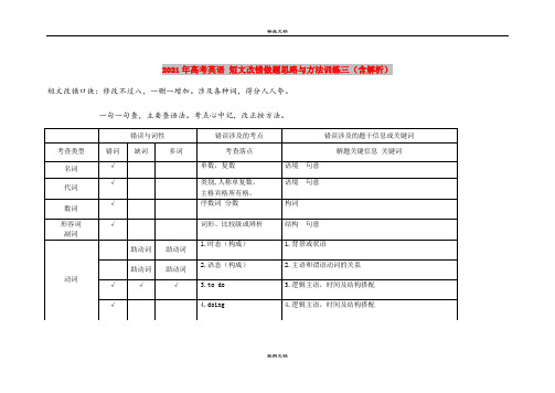 2021年高考英语 短文改错做题思路与方法训练三(含解析)