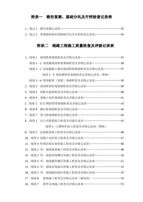 工程施工的标准表格