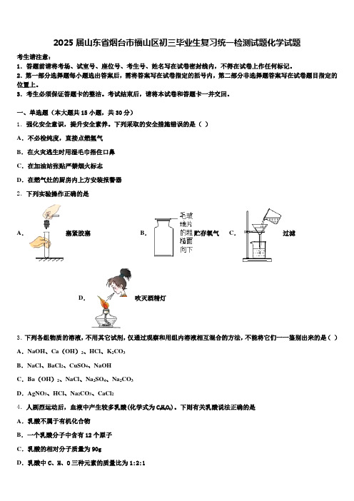 2025届山东省烟台市福山区初三毕业生复习统一检测试题化学试题含解析