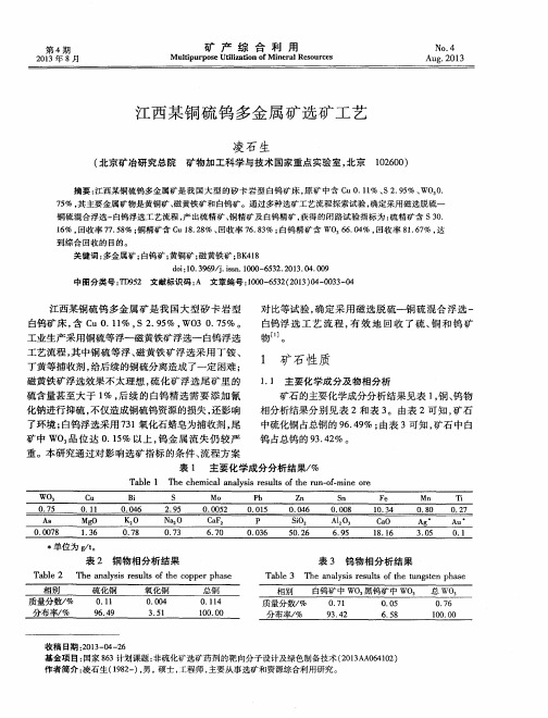 江西某铜硫钨多金属矿选矿工艺