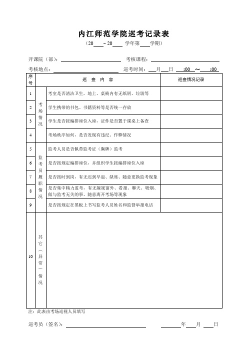 内江师范学院 巡考记录表