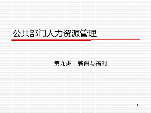第九讲  公共部门员工薪酬福利管理