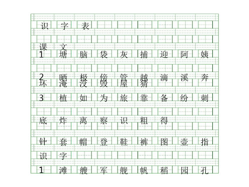 部编二年级语文上册生字注音练习表