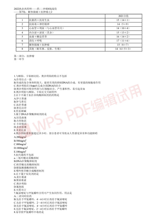 执业药师考试药学专业知识二之抗肿瘤药考点复习(一)