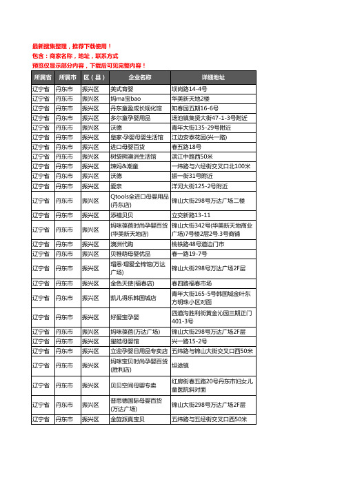 新版辽宁省丹东市振兴区母婴店企业公司商家户名录单联系方式地址大全52家