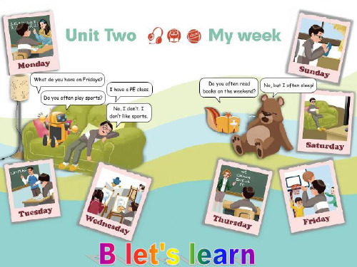 人教版PEP英语五年级上册Unit2 My weekB lets learn课件