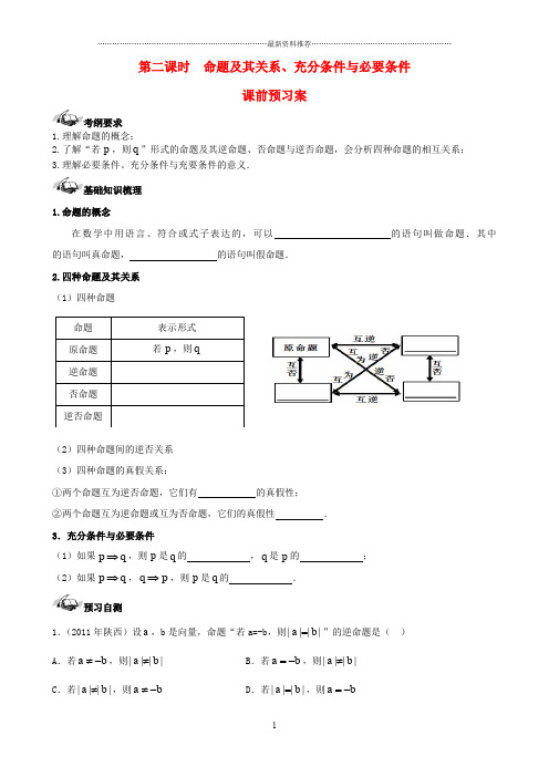 【导与练】(新课标)高三数学一轮复习 第1篇 命题及其关系、充分条件与必要条件学案 理精编版