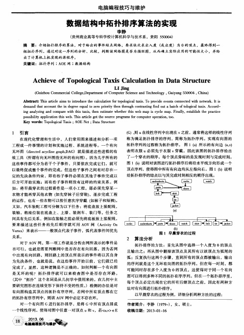 数据结构中拓扑排序算法的实现