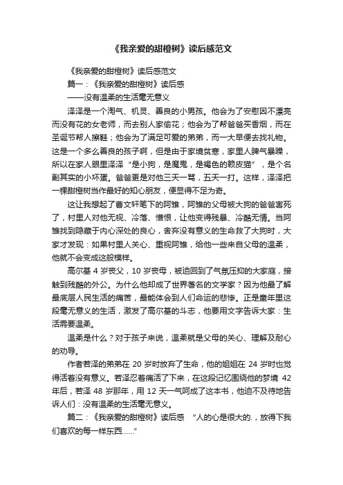 《我亲爱的甜橙树》读后感范文