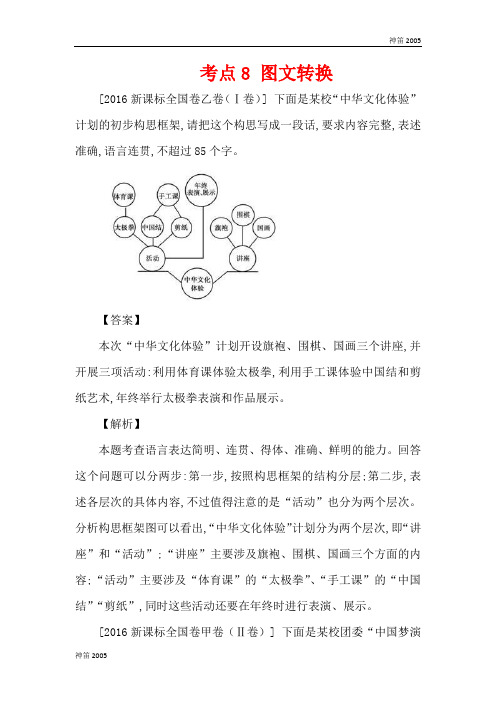 全国2013-2018年语文5年真题分类汇编考点8 图文转换