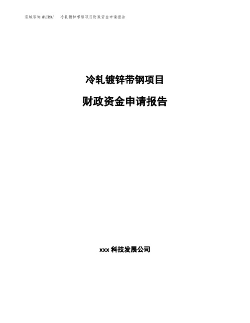 冷轧镀锌带钢项目财政资金申请报告