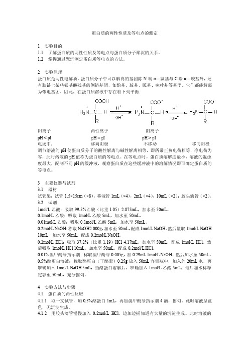 蛋白质的两性性质及等电点的测定