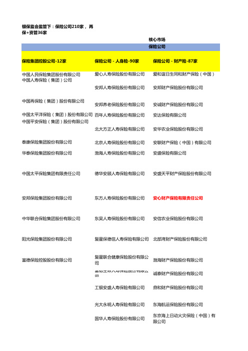 200家保险客户名单和保险第三方平台和保险科技厂商和保险咨询投资