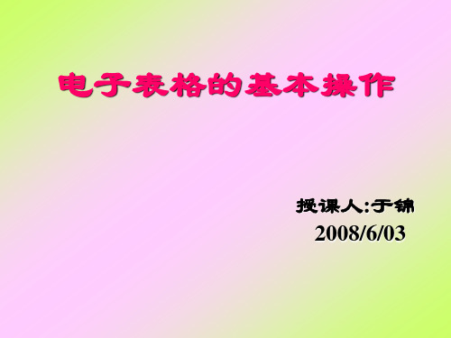 电子表格的基本概念