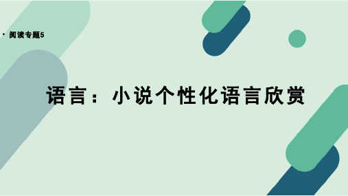 【阅读专题5】语言：小说个性化语言欣赏