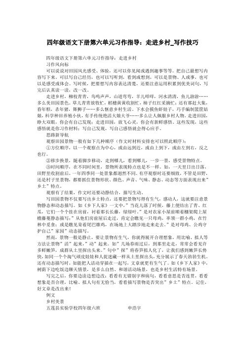 四年级语文下册第六单元习作指导:走进乡村_写作技巧.doc