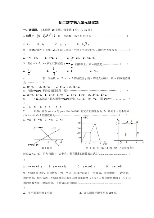 (完整)人教版数学八年级上册第6章一次函数单元测试题(含答案),推荐文档