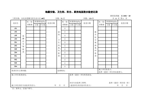 2#地漏安装、卫生间、阳台、厨房地面泼水检查记录[1]