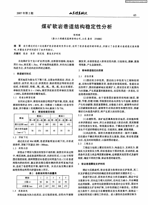 煤矿软岩巷道结构稳定性分析