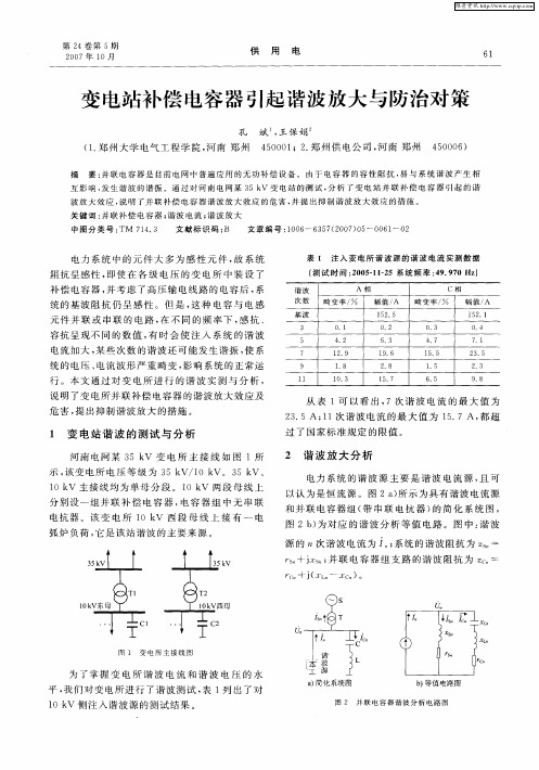 变电站补偿电容器引起谐波放大与防治对策