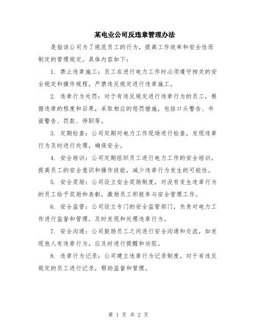 某电业公司反违章管理办法