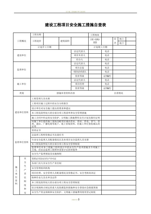 安全施工措施自查表