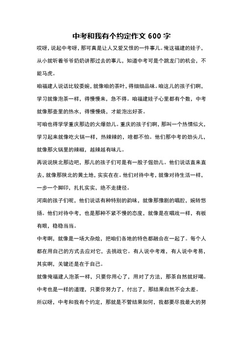 中考和我有个约定作文600字