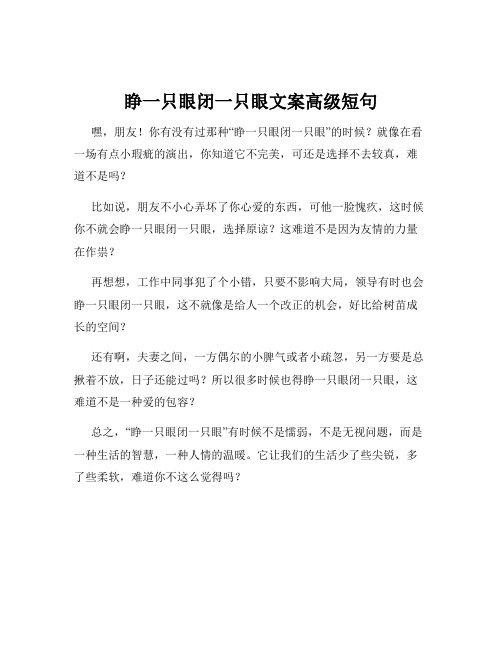 睁一只眼闭一只眼文案高级短句