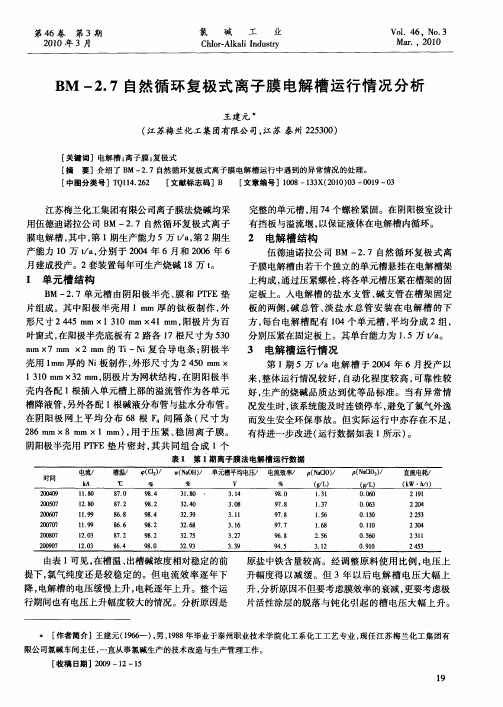 BM-2.7自然循环复极式离子膜电解槽运行情况分析