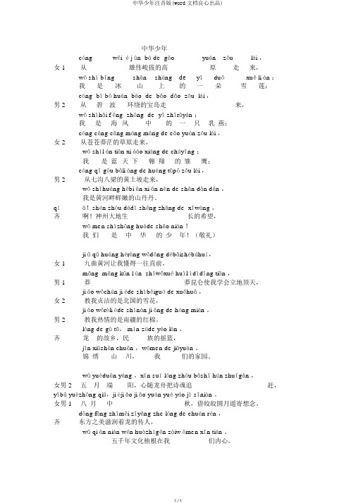 中华少年注音版(word文档良心出品)