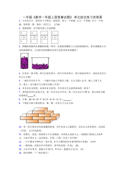 一年级《数学一年级上册竞赛试题》 单元综合练习含答案