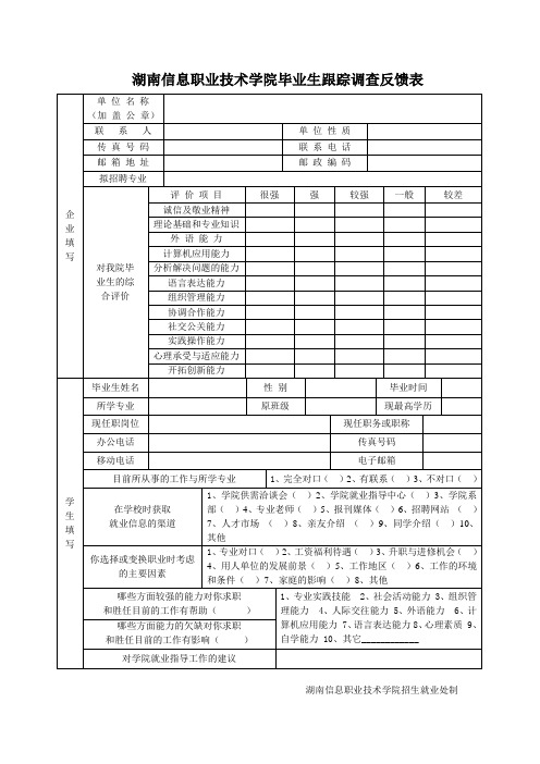 毕业生跟踪调查反馈表(1)