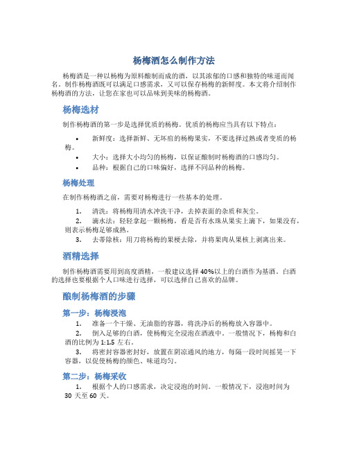 杨梅酒怎么制作方法