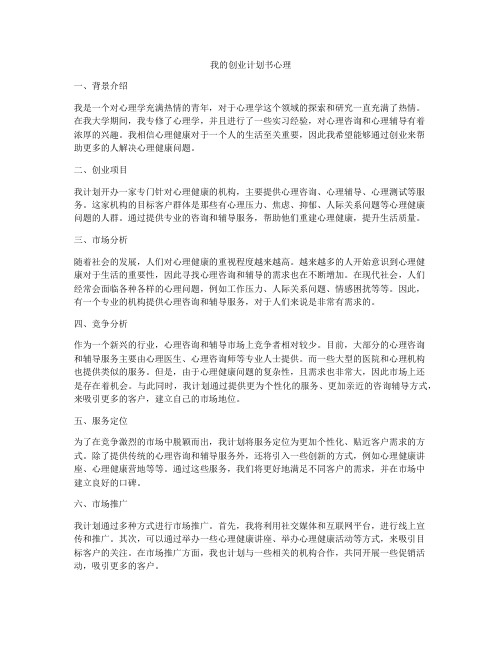 我的创业计划书心理