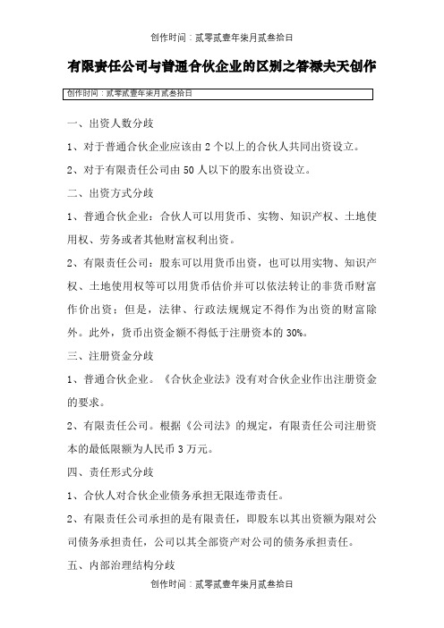 有限责任公司与合伙企业的区别