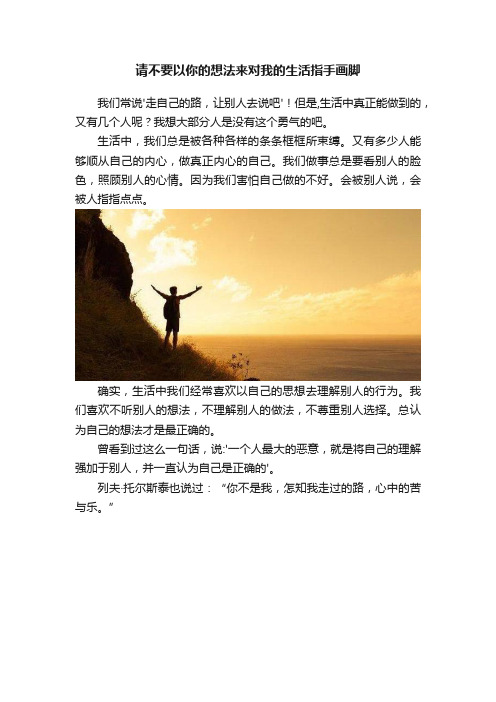 请不要以你的想法来对我的生活指手画脚