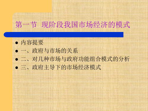 第八章   社会主义市场经济中的政府职能与政府调节  《社会主义经济理论》课件