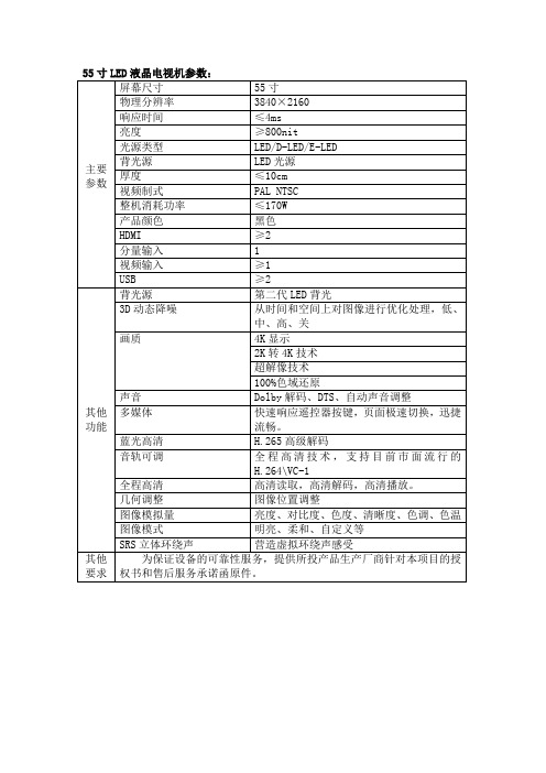 55寸LED液晶电视机参数