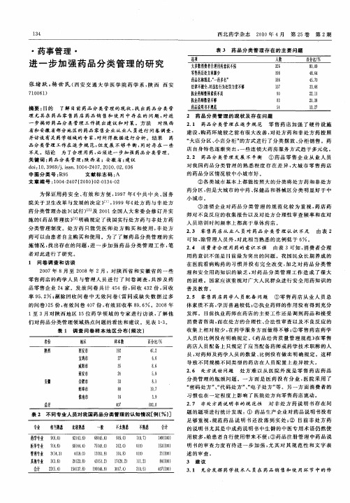 进一步加强药品分类管理的研究