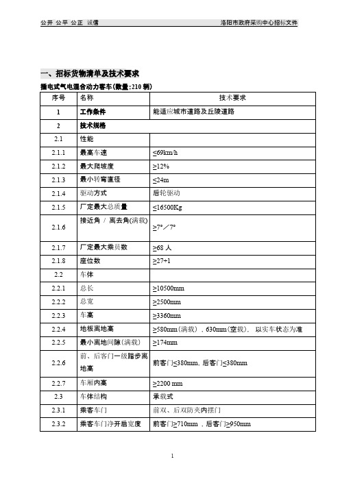 招标货物清单及技术要求