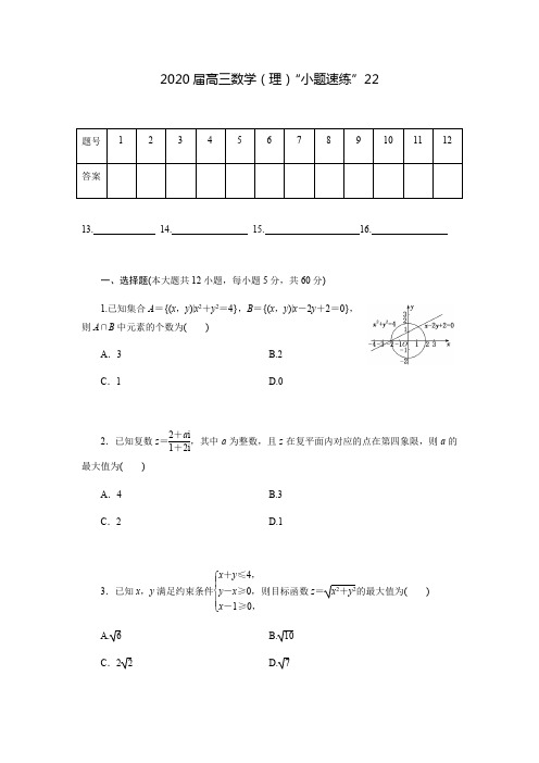 2020届高三数学(理)“小题精练”22